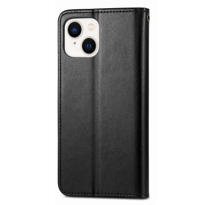 Bild 6,  iPhone 15 Plus Fodral Läder Magnetisk Mässing Svart