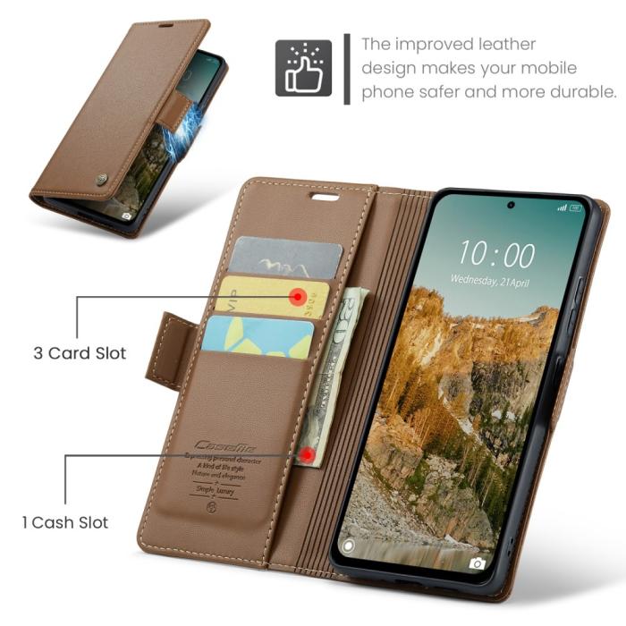 Bild 6, CASEME CASEME Xiaomi Redmi Note 14 5G Fodral RFID Läder Brun
