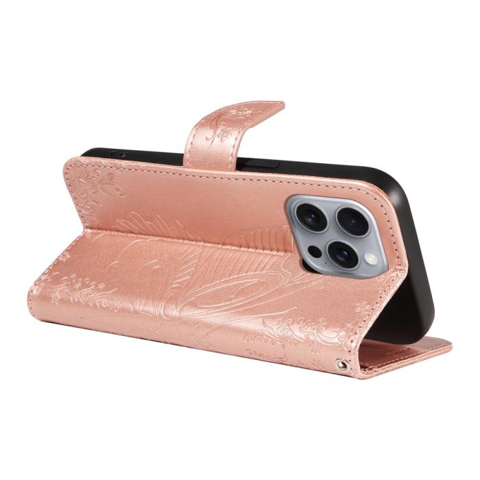 Bild 5,  iPhone 16 Pro Max Fodral Fjäril Tryck Roséguld