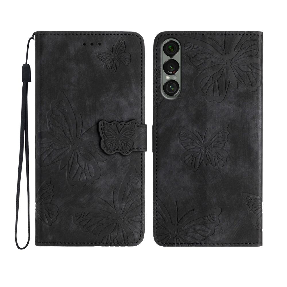  Sony Xperia 1 VII Fodral Fjäril Tryck Svart