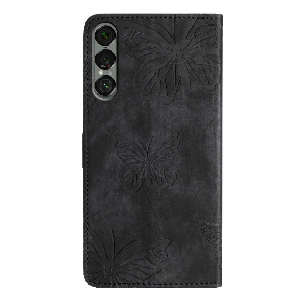 Sony Xperia 1 VII Fodral Fjäril Tryck Svart