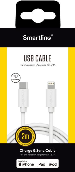 Bild 5, Smartline Smartline 2m USB-C - Lightning MFi Laddningskabel Vit