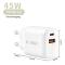 Tech-Protect Tech-Protect 45W PD QC3.0 Väggladdare USB-C / USB-A Vit