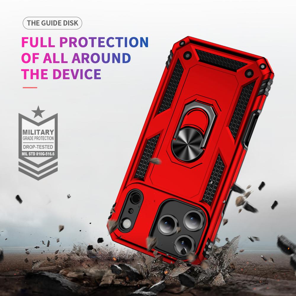 iPhone 17 Pro Skal Shockproof Hybrid Ring Röd