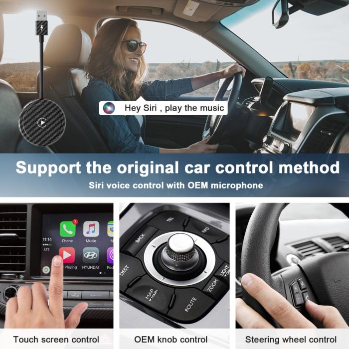 Bild 2,  Trådlös CarPlay Adapter För Trådbundna CarPlay Bilar Svart