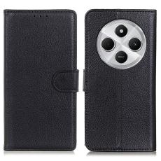  Xiaomi Redmi 14C Fodral Litchi L&auml;der Svart
