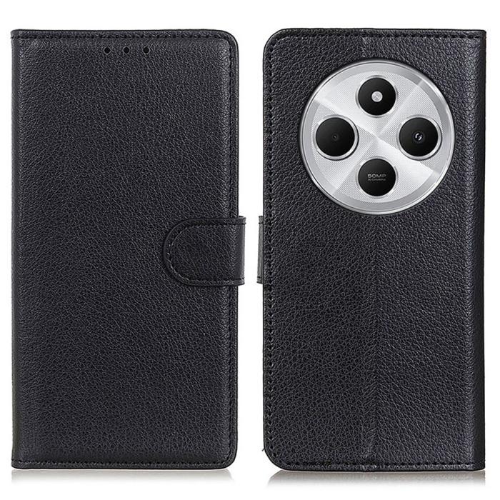 Bild 2,  Xiaomi Redmi 14C Fodral Litchi Läder Svart