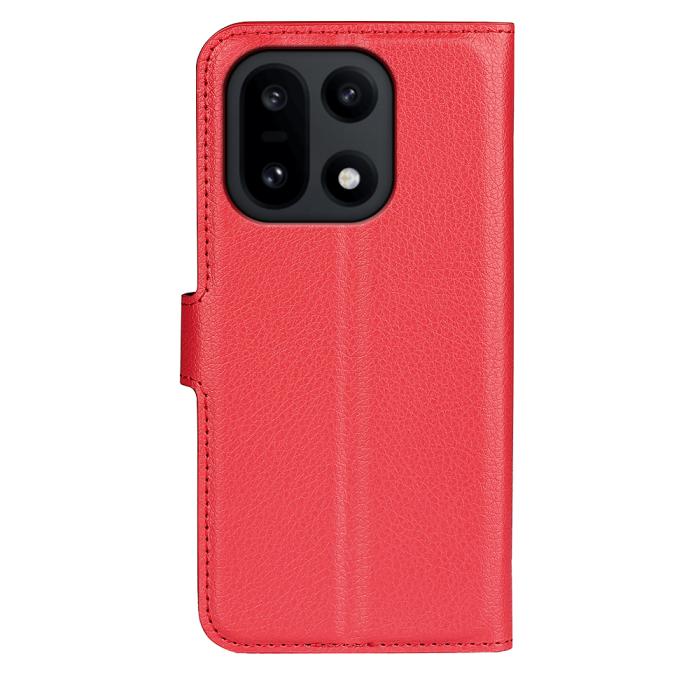 Bild 3,  OnePlus 15 Fodral Litchi Läder Röd