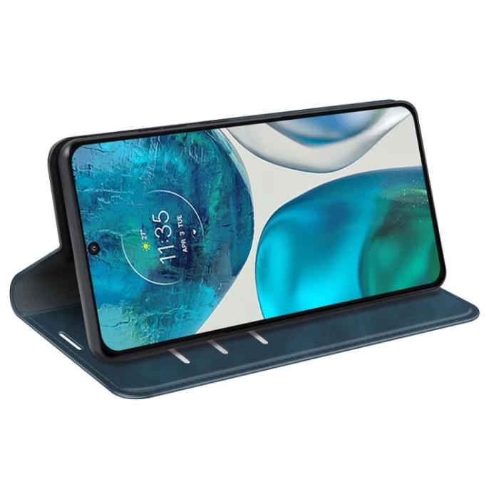 Bild 5,  Motorola Moto G52/G82 Fodral Flip Retro Läder Mörk Blå