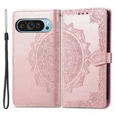  Google Pixel 10/10 Pro/9/9 Pro Fodral Mandala Blomma Ros&eacute;guld