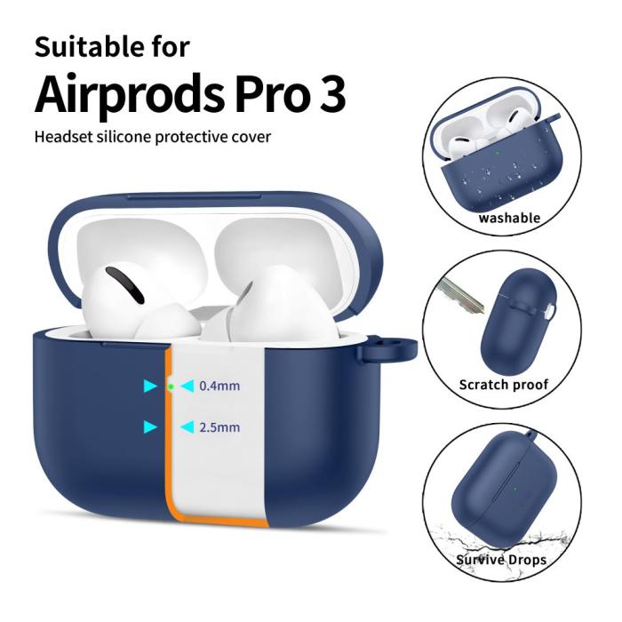 Bild 4, Tech-Protect Tech-Protect AirPods Pro 3 Skal Silikon Hook Navy Blue