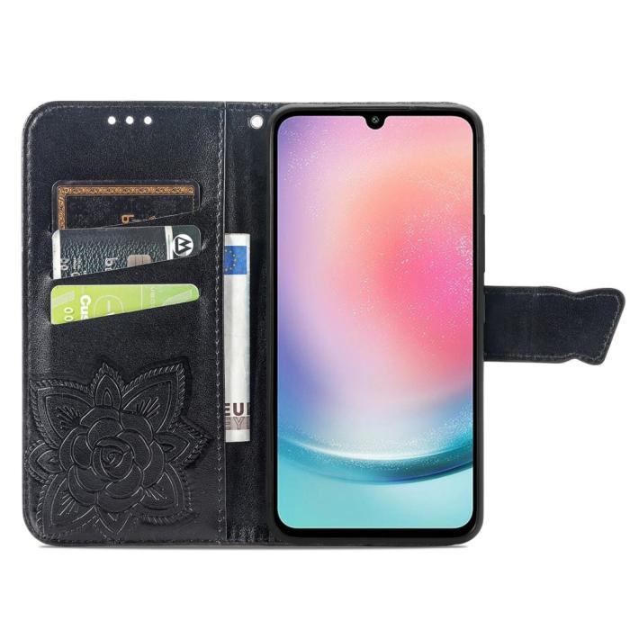 Bild 2,  Samsung Galaxy A25 5G Fodral Läder Big Butterfly Svart
