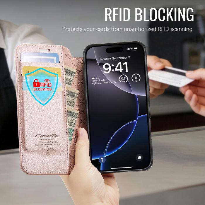 Bild 4, CASEME CASEME iPhone 16 Pro Skal RFID Plånbok Roséguld