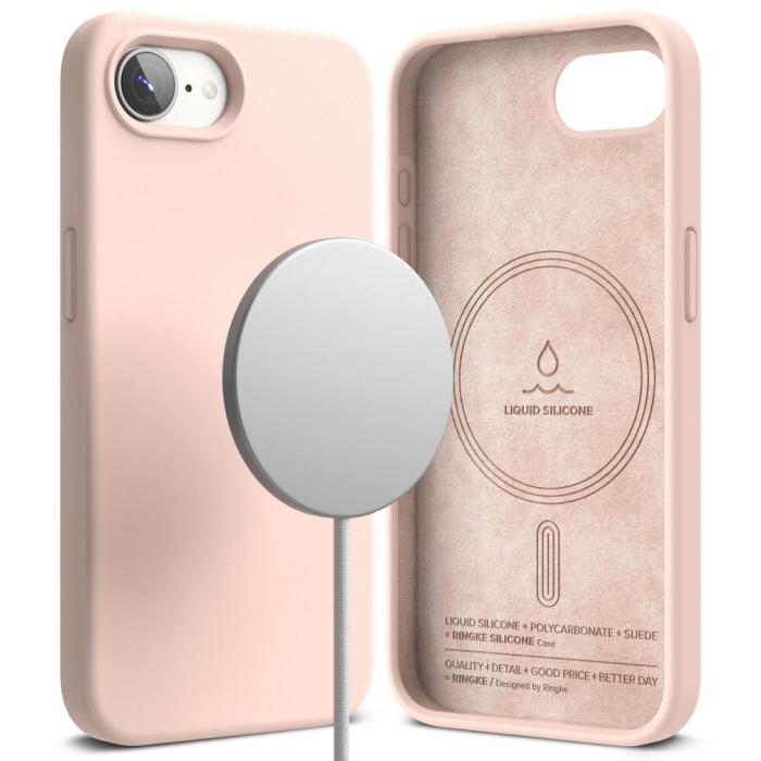 Bild 2, Ringke Ringke iPhone 17e / 16e Skal MagSafe Silikon Pink Sand