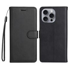  iPhone 16 Pro Max Fodral L&auml;der Svart