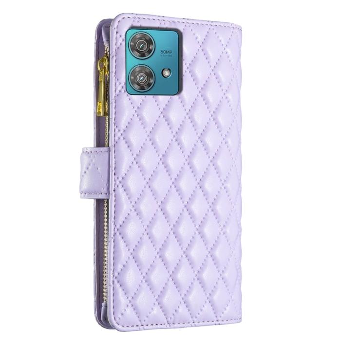 Bild 6, BINFEN BINFEN Motorola Edge 40 Neo 5G Fodral Multifunktionell Diamond Lila