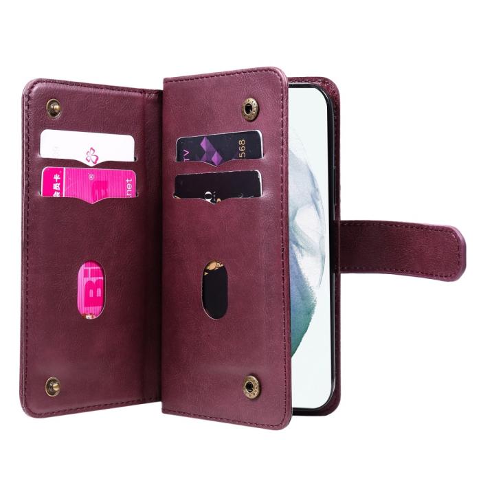 Bild 4,  Samsung Galaxy S22 Ultra Fodral 10-korts Flerfack Vinröd
