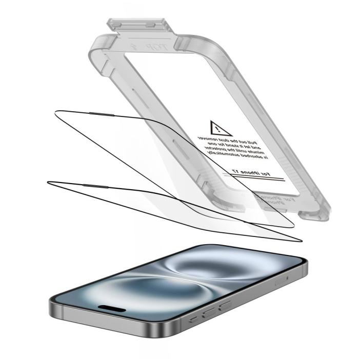 Bild 2, Tech-Protect Tech-Protect iPhone 17 2-PACK Skärmskydd Quick Set+ Svart