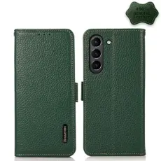 KHAZNEH KHAZNEH Samsung Galaxy S21 FE Fodral RFID Litchi &Auml;kta L&auml;der Gr&ouml;n