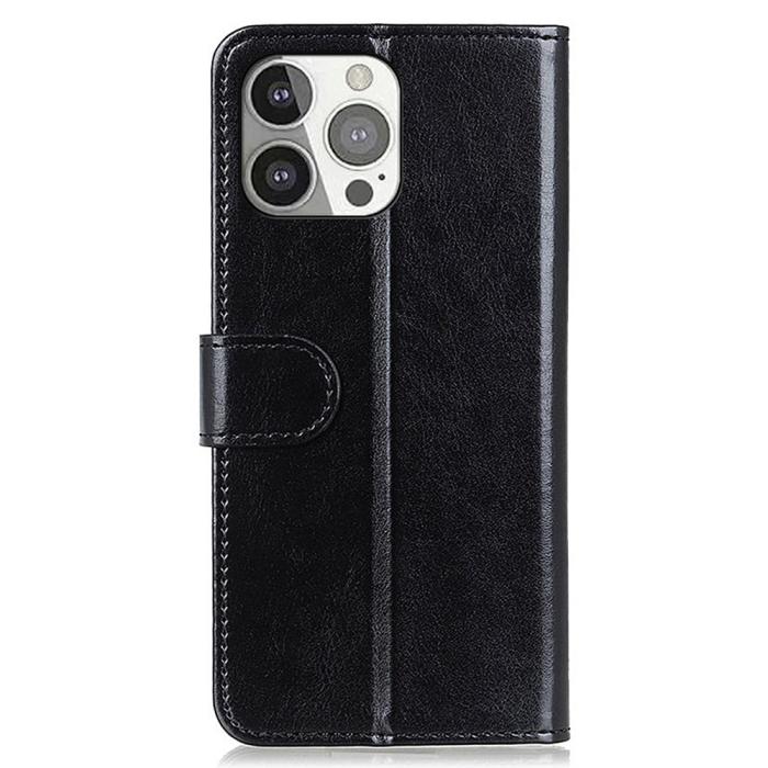 Bild 3,  iPhone 13 Pro Fodral Crazy Horse Läder Svart
