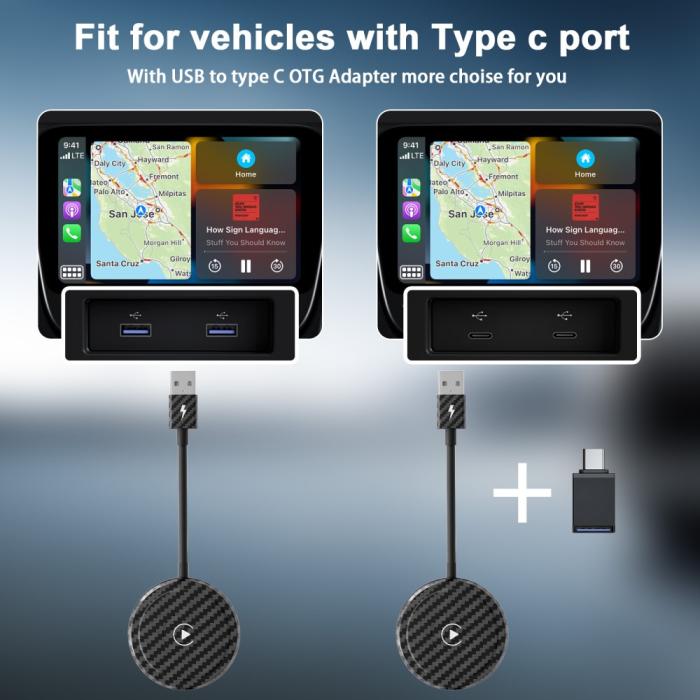 Bild 5,  Trådlös CarPlay Adapter För Trådbundna CarPlay Bilar Svart