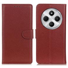  Xiaomi Redmi 14C Fodral Litchi L&auml;der Brun