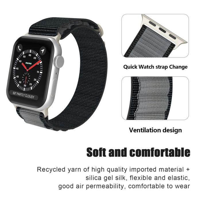 Bild 5, ColorPop Apple Watch 38/40/41/42 mm Armband Alpine Pro Loop Svart/Grå