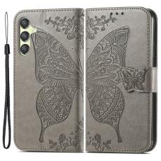  Samsung Galaxy A25 5G Fodral L&auml;der Big Butterfly Gr&aring;