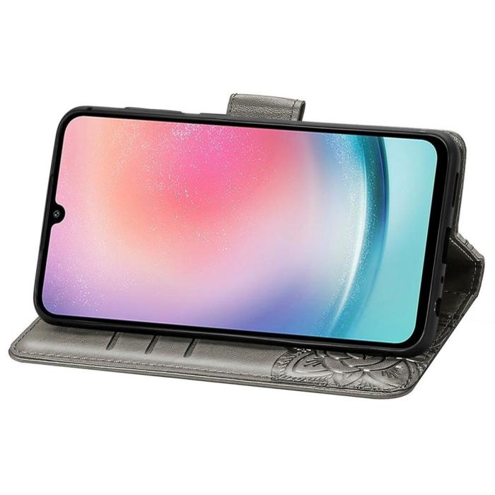Bild 3,  Samsung Galaxy A25 5G Fodral Läder Big Butterfly Grå
