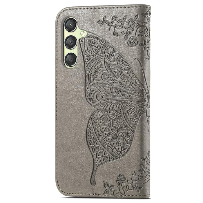 Bild 4,  Samsung Galaxy A25 5G Fodral Läder Big Butterfly Grå