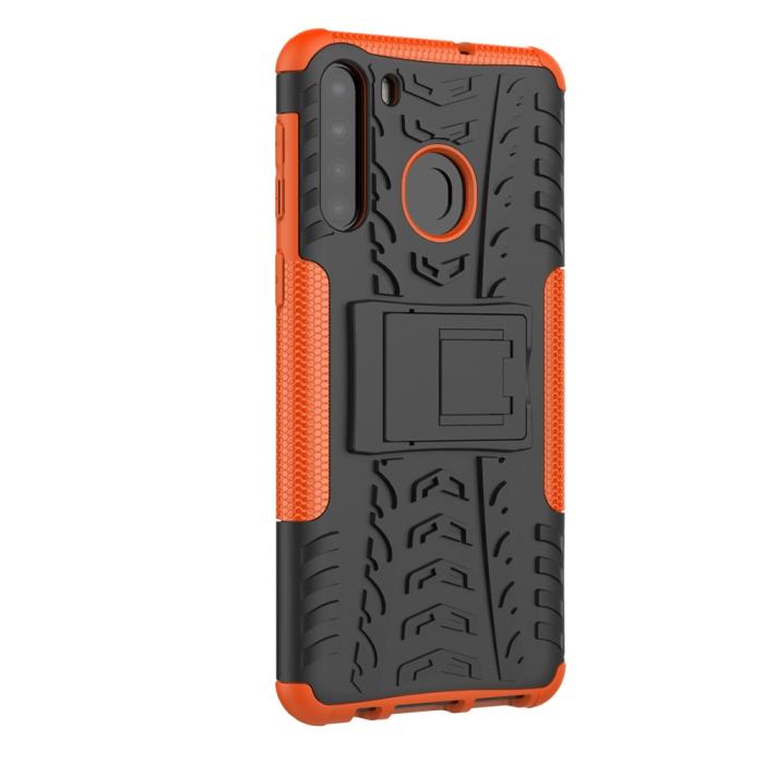 Bild 5,  Samsung Galaxy A21 - Ultimata Stöttåliga Skalet med Stöd - Orange
