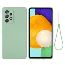  Samsung Galaxy A53 5G Skal Liquid Silikon Med Strap Gr&ouml;n