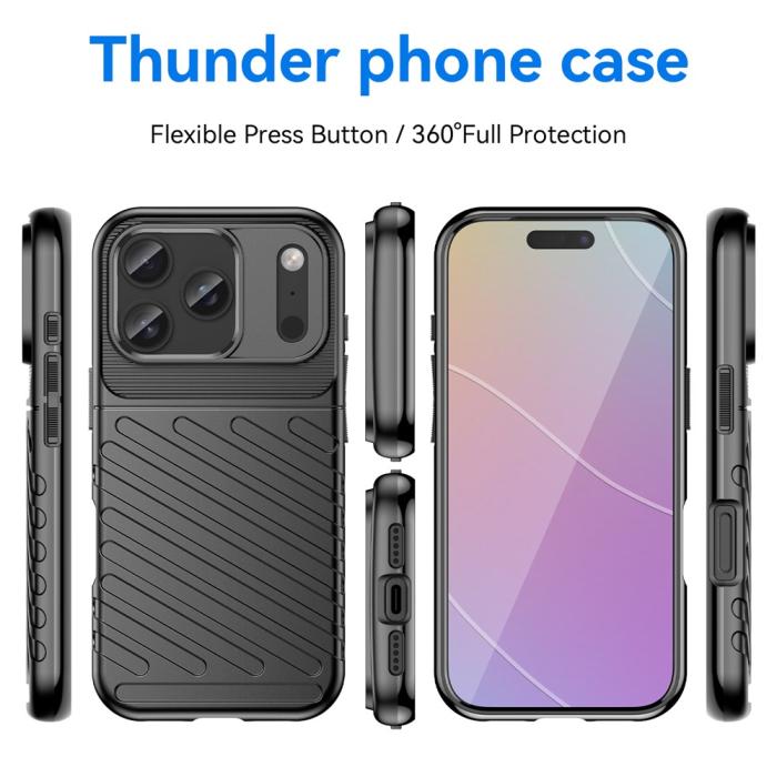 Bild 3,  iPhone 18 Pro / 17 Pro Skal TPU Vävt Mönster Svart