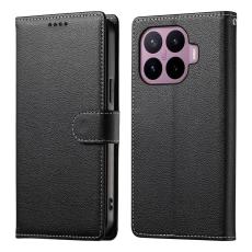  Xiaomi 17T Fodral Litchi L&auml;der Svart