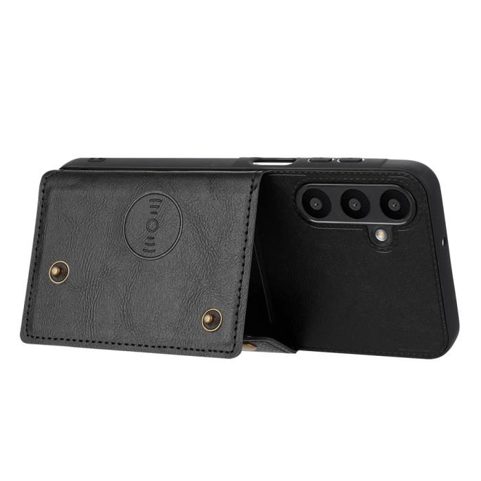Bild 4,  Samsung Galaxy A57 5G Skal Läder Med Kortfack Och Magnet Svart
