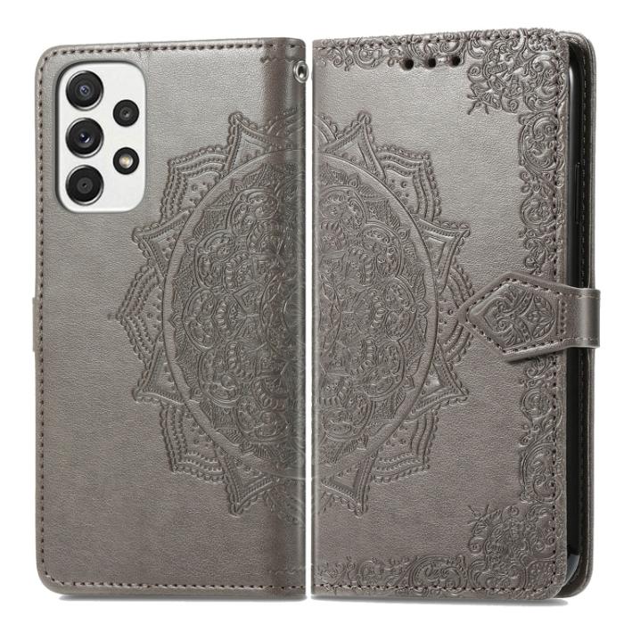 Bild 2,  Samsung Galaxy A33 5G Fodral Mandala Läder Grå
