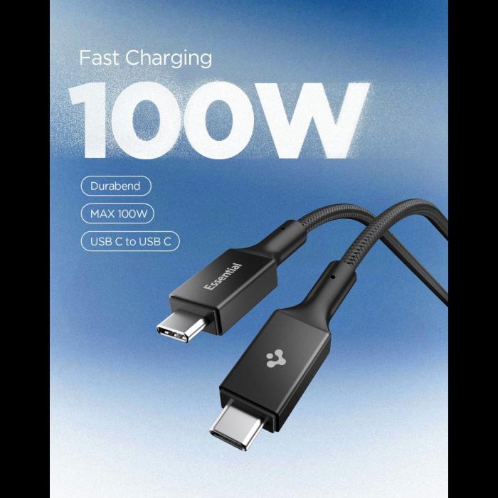 Bild 3, Spigen Spigen 1.5m 100W USB-C - USB-C Kabel Svart