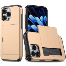  iPhone 16 Pro Skal Med Kortfack Hybrid Guld