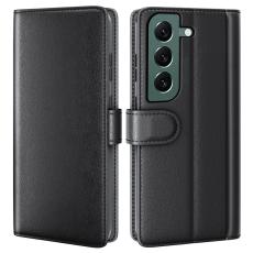  Samsung Galaxy S23 Fodral Premium &Auml;kta L&auml;der Svart