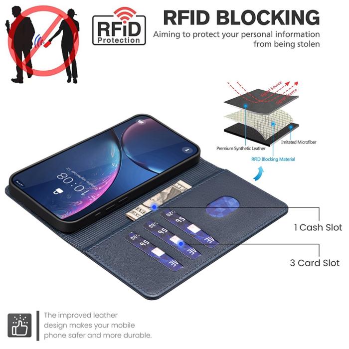 Bild 2, BINFEN BINFEN Honor Magic7 Lite Fodral RFID Läder Blå