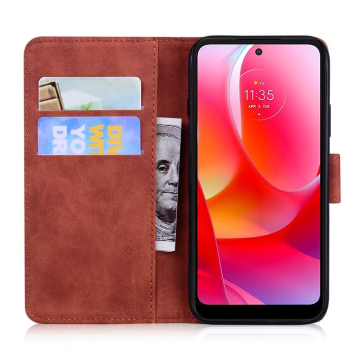 Bild 4,  Motorola Moto G71 Fodral Skin Touch Läder Brun