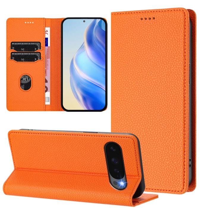 Bild 4,  Google Pixel 10/10 Pro / 9/9 Pro Fodral RFID Litchi Läder Orange