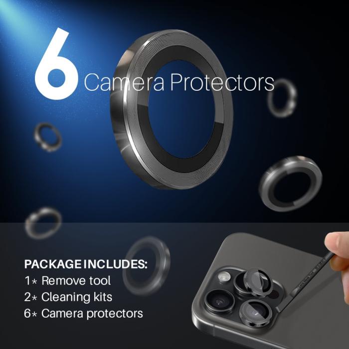 Bild 3, NORTHJO NORTHJO iPhone 14 Pro/Pro Max/15 Pro/Pro Max Linsskydd 2-PACK Svart