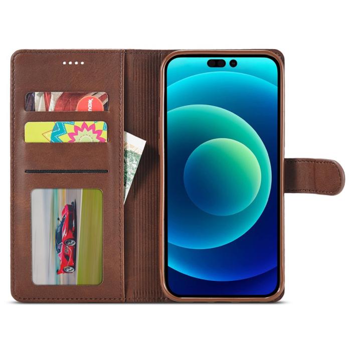 Bild 2, LC.IMEEKE LC.IMEEKE iPhone 15 Plus Fodral Läder Brun