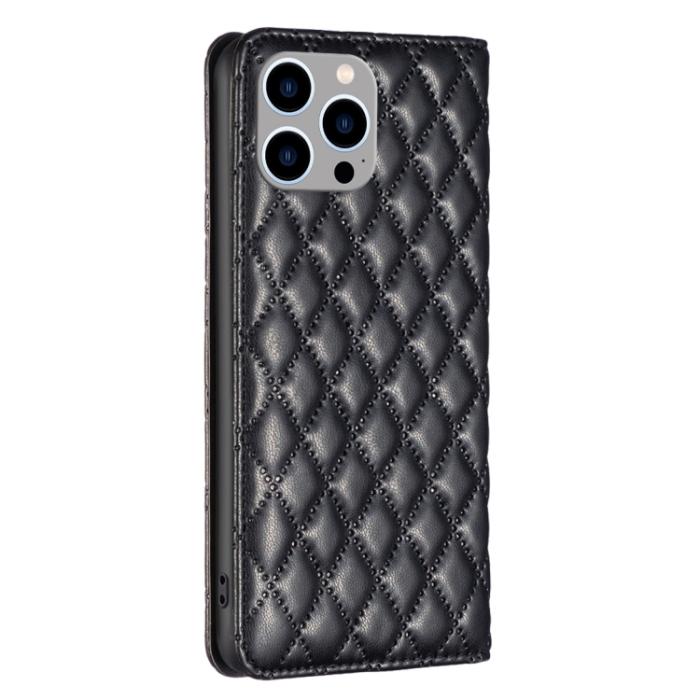 Bild 3, BINFEN BINFEN iPhone 15 Pro Max Fodral Diamond Flip Läder Svart