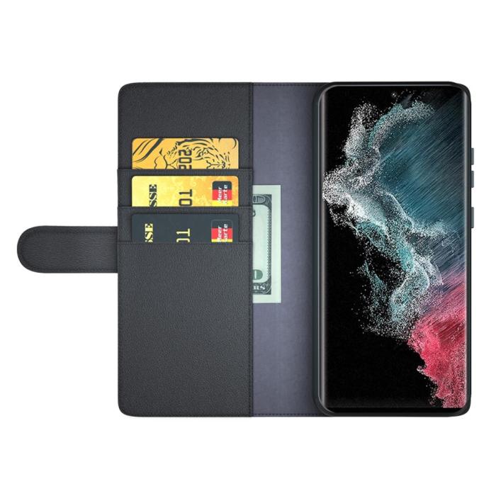 Bild 2,  Samsung Galaxy S23 Ultra Fodral Premium Äkta Läder Svart