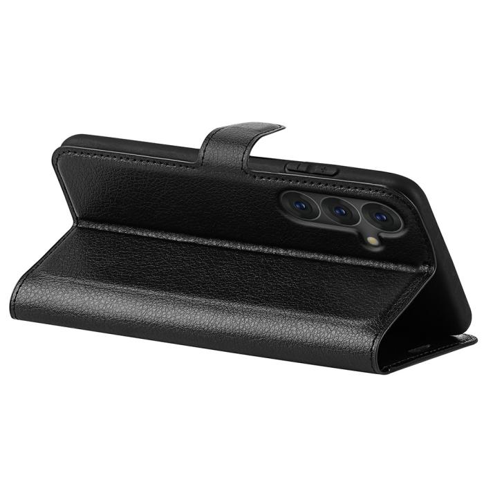 Bild 4,  Samsung Galaxy S25 Plus Fodral Litchi Läder Svart