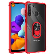 Samsung Galaxy A21 - Shockproof Hybrid Ring Skal - R&ouml;d