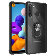  Samsung Galaxy A21 - Shockproof Hybrid Ring Skal - Svart/Silver