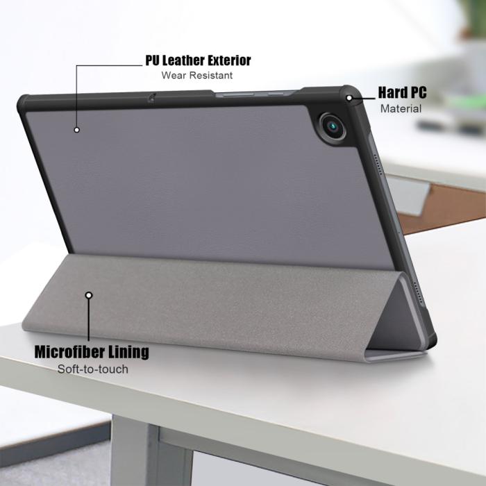Bild 6,  Samsung Galaxy Tab A8 10.5 (2021) Fodral Premium Tri-Fold Grå